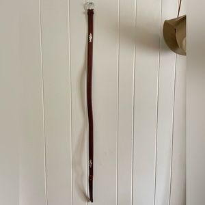 L.L. Bean Men’s XL Leather Belt Brown Leather silver